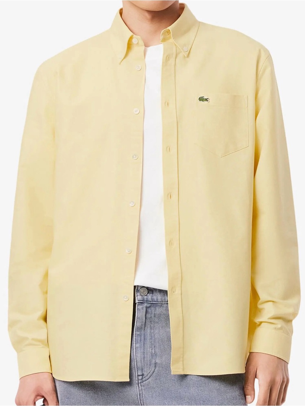 Brand New Lacoste Pale Yellow Long-Sleeve Button-Down Shirt